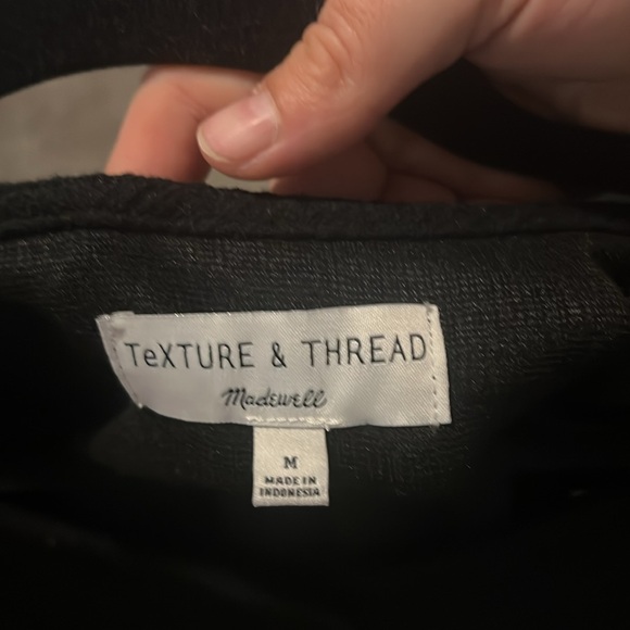 Texture and Thread Madewell Button Front Black Mini Dress Medium - Picture 2 of 4